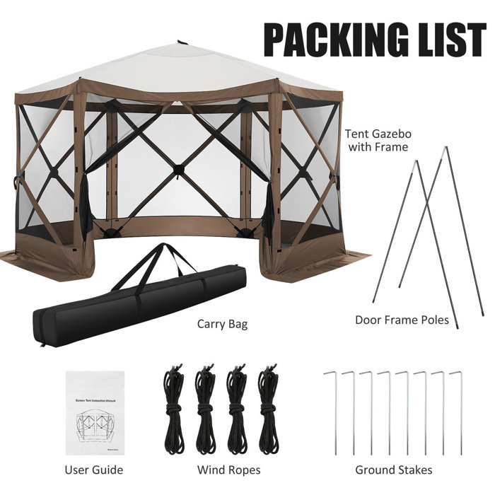DreamDwell Home 12Ft x12Ft Pop Up Steel Patio Gazebo with Mosquito Netting Sidewalls Insect